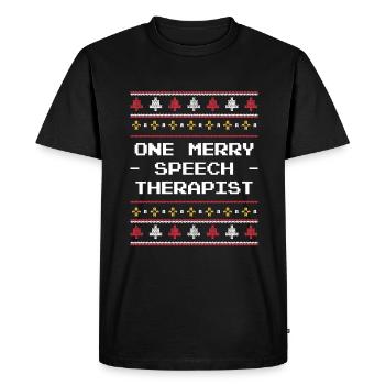 One Merry Speech Therapist Speech Language - Men's Premium Organic T-Shirt - black - Front - Nico (187cm)