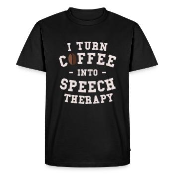 I Turn Coffee Into Speech Therapy SLP - Men's Premium Organic T-Shirt - black - Front - Nico (187cm)