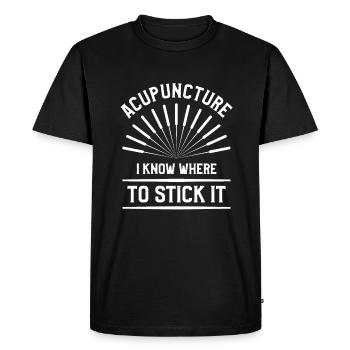 Acupuncture Je sais où le coller Acupuncteur - T-shirt Premium bio Homme - noir - Devant - Nico (187cm)