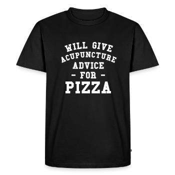 Will Give Acupuncture Advice For Pizza - Men's Premium Organic T-Shirt - black - Front - Nico (187cm)
