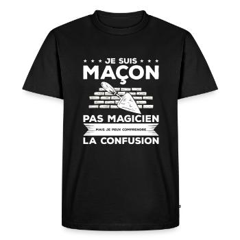 Je Suis Maçon Pas Magicien Mais Je Peux Comprendre - T-shirt Premium bio Homme - noir - Devant - Nico (187cm)