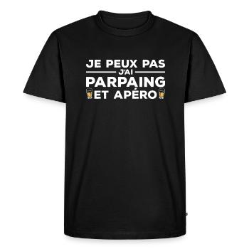Je Peux Pas J'ai Parpaing Et Apéro Maçon - T-shirt Premium bio Homme - noir - Devant - Nico (187cm)