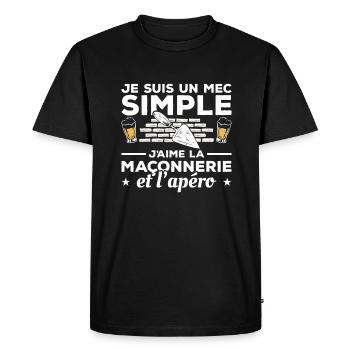 Je Suis Un Mec Simple J'aime La Maçonnerie Et - T-shirt Premium bio Homme - noir - Devant - Nico (187cm)