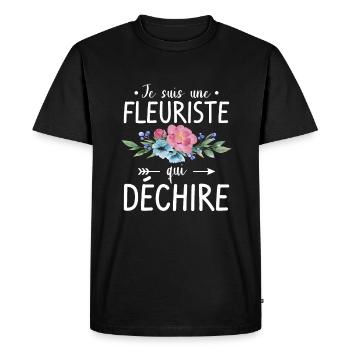 Je Suis Une Fleuriste Qui Déchire Floral - T-shirt Premium bio Homme - noir - Devant - Nico (187cm)