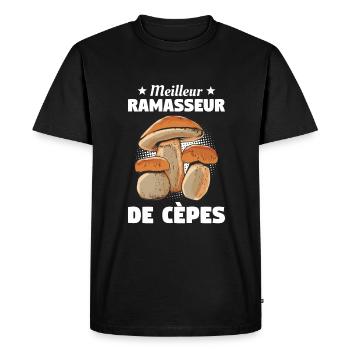 Meilleur Ramasseur De Cèpes Champignons - T-shirt Premium bio Homme - noir - Devant - Nico (187cm)
