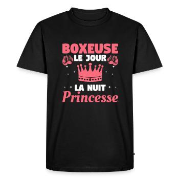 Boxeuse Le Jour La Nuit Princesse Boxe - T-shirt Premium bio Homme - noir - Devant - Nico (187cm)