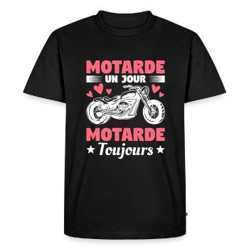 Motarde Un Jour Motarde Toujours Moto - T-shirt Premium bio Homme - noir - Devant - Nico (187cm)