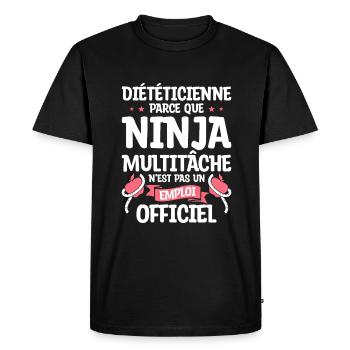 Diététicienne Parce Que Ninja Multitâche N'est Pas - T-shirt Premium bio Homme - noir - Devant - Nico (187cm)