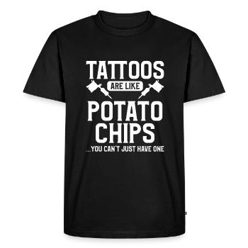 Les tatouages sont comme des croustilles que vous ne pouvez pas simplement avoir - T-shirt Premium bio Homme - noir - Devant - Nico (187cm)