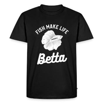Fish Make Life Betta Poissonneuse Gardien de poissons - T-shirt Premium bio Homme - noir - Devant - Nico (187cm)