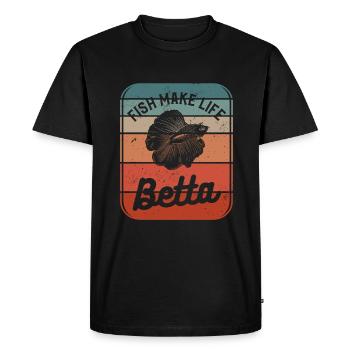 Fish Make Life Betta Fishkeeping Fishkeeper - Men's Premium Organic T-Shirt - black - Front - Nico (187cm)
