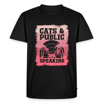 Cats & Public Speaking Speech Speaker - Men's Premium Organic T-Shirt - black - Front - Nico (187cm)