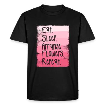 Manger dormir Arranger les fleurs Répéter Fleuriste Fleuriste - T-shirt Premium bio Homme - noir - Devant - Nico (187cm)