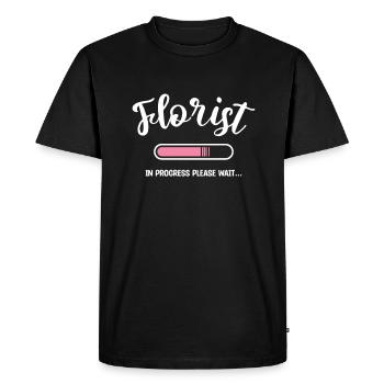Fleuriste en cours Veuillez attendre Arrangement floral - T-shirt Premium bio Homme - noir - Devant - Nico (187cm)