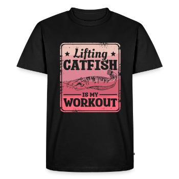 Soulever le poisson-chat est mon entraînement Catfishing Fishing - T-shirt Premium bio Homme - noir - Devant - Nico (187cm)