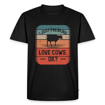 Je viens de flipper Love Cows Ok Cow Lover - T-shirt Premium bio Homme - noir - Devant - Nico (187cm)