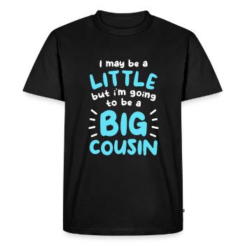 Je suis peut-être un peu mais je vais être un grand cousin - T-shirt Premium bio Homme - noir - Devant - Nico (187cm)