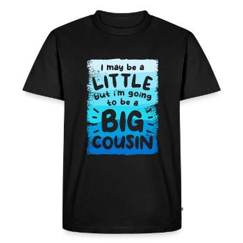 Je suis peut-être un peu mais je vais être un grand cousin - T-shirt Premium bio Homme - noir - Devant - Nico (187cm)