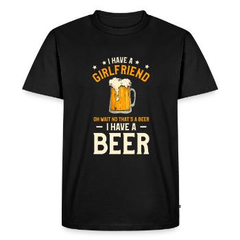 J’ai une petite amie Oh attends non c’est une bière I - T-shirt Premium bio Homme - noir - Devant - Nico (187cm)