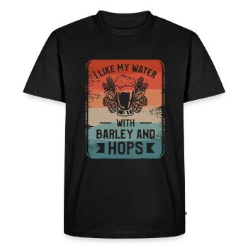 J’aime mon eau avec de l’orge et du houblon bière artisanale - T-shirt Premium bio Homme - noir - Devant - Nico (187cm)