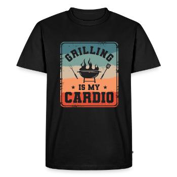 Grilling Is My Cardio Grilling Barbecue Grill Cook - Men's Premium Organic T-Shirt - black - Front - Nico (187cm)