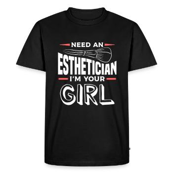 Besoin d’une esthéticienne Je suis votre fille Soins de la peau - T-shirt Premium bio Homme - noir - Devant - Nico (187cm)