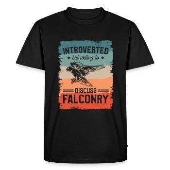 Introverted But Willing To Discuss Falconry - Men's Premium Organic T-Shirt - black - Front - Nico (187cm)
