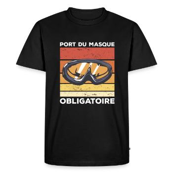 Port Du Masque Obligatoire Plongeur Plongée - T-shirt Premium bio Homme - noir - Devant - Nico (187cm)