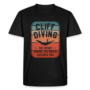Plongée en falaise Le sport où l’eau vous attrape - T-shirt Premium bio Homme - noir - Devant - Nico (187cm)