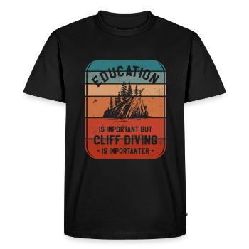 L’éducation est importante, mais la plongée en falaise l’est - T-shirt Premium bio Homme - noir - Devant - Nico (187cm)