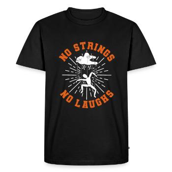 No Strings No Laughs Puppetry Ventriloquist - Men's Premium Organic T-Shirt - black - Front - Nico (187cm)