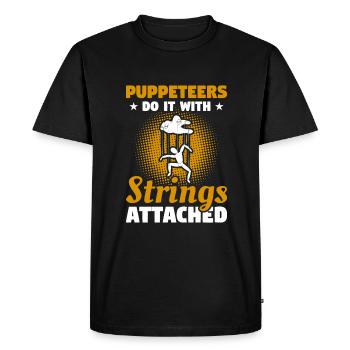 Puppeteers Do It With Strings Attached Puppetry - Men's Premium Organic T-Shirt - black - Front - Nico (187cm)