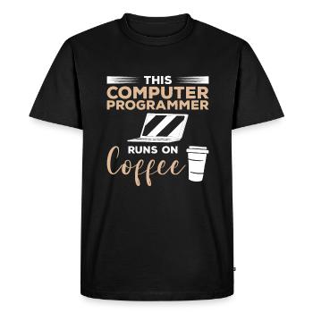 This Computer Programmer Runs On Coffee - Men's Premium Organic T-Shirt - black - Front - Nico (187cm)