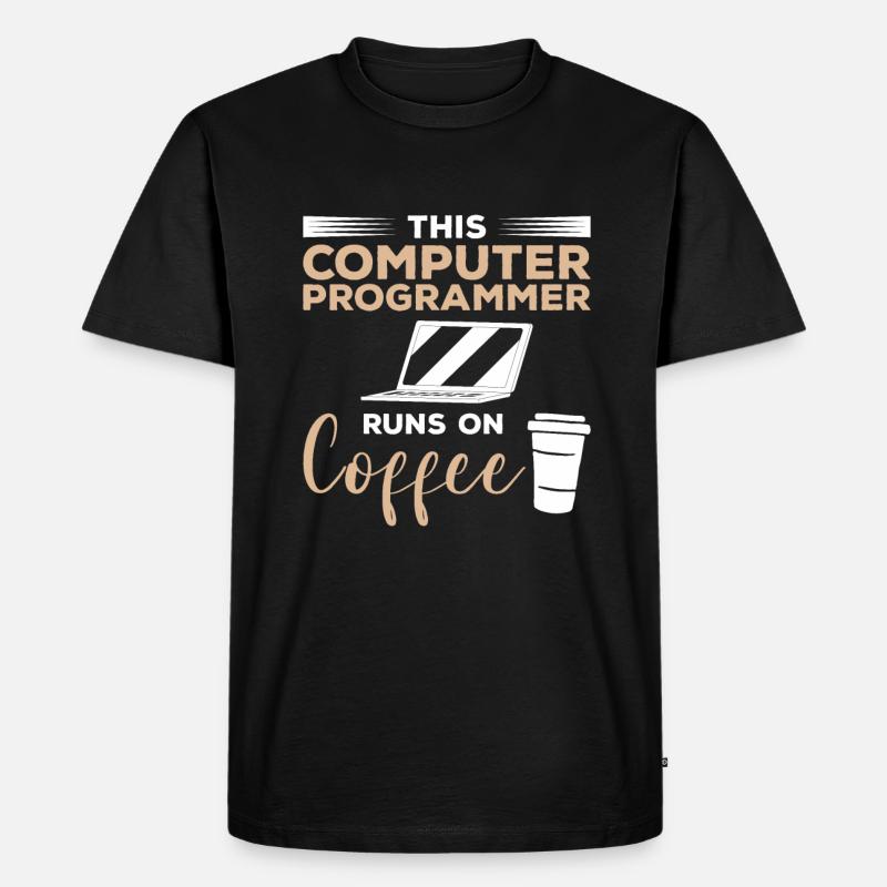 Dieser Computerprogrammierer läuft auf Kaffee - Männer Premium Bio T-Shirt - Schwarz