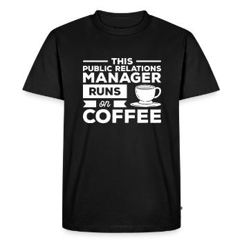 Ce responsable des relations publiques fonctionne sur le café - T-shirt Premium bio Homme - noir - Devant - Nico (187cm)