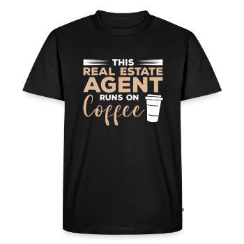 Cet agent immobilier fonctionne sur Coffee Broker - T-shirt Premium bio Homme - noir - Devant - Nico (187cm)