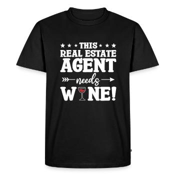 Cet agent immobilier a besoin d’un courtier en vin agent immobilier - T-shirt Premium bio Homme - noir - Devant - Nico (187cm)