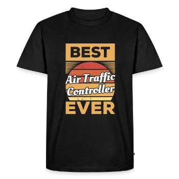Vintage Best Air Traffic Controller Ever - Men's Premium Organic T-Shirt - black - Front - Nico (187cm)