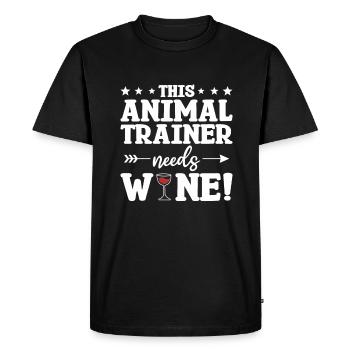 This Animal Trainer Needs Wine - Men's Premium Organic T-Shirt - black - Front - Nico (187cm)