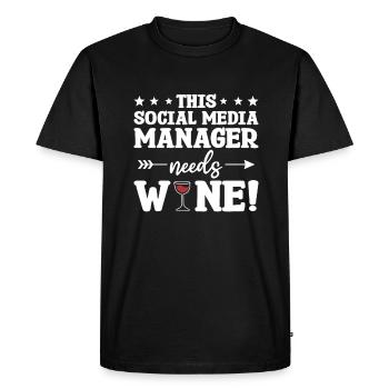 This Social Media Manager Needs Wine - Men's Premium Organic T-Shirt - black - Front - Nico (187cm)