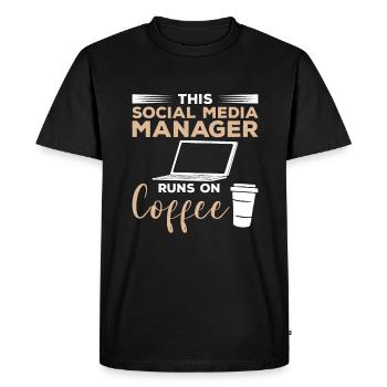 This Social Media Manager Runs On Coffee - Men's Premium Organic T-Shirt - black - Front - Nico (187cm)