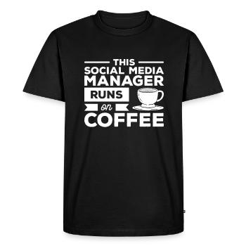 This Social Media Manager Runs On Coffee - Men's Premium Organic T-Shirt - black - Front - Nico (187cm)