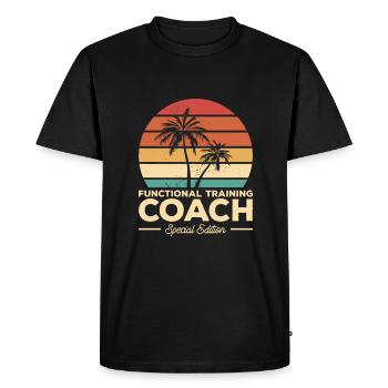 Vintage Functional Training Coach Special Edition - Men's Premium Organic T-Shirt - black - Front - Nico (187cm)