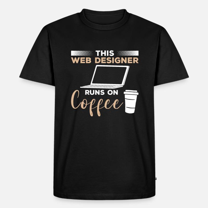Dieser Webdesigner läuft auf Kaffeeprogrammierung - Männer Premium Bio T-Shirt - Schwarz