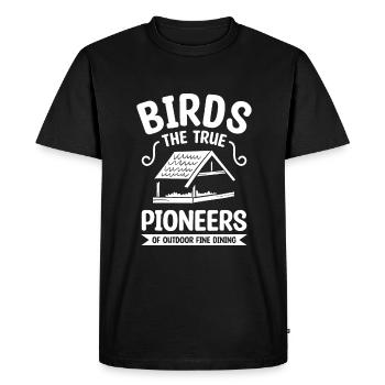 Birds The True Pioneers Of Outdoor Fine Dining - Men's Premium Organic T-Shirt - black - Front - Nico (187cm)