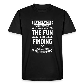 Sac à dos où se perdre est la moitié du plaisir - T-shirt Premium bio Homme - noir - Devant - Nico (187cm)