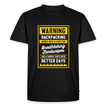 Avertissement Backpacking Armé d’un amour pour - T-shirt Premium bio Homme - noir - Devant - Nico (187cm)