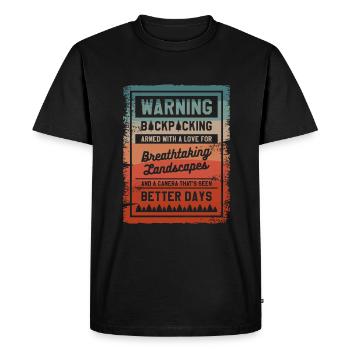 Avertissement Backpacking Armé d’un amour pour - T-shirt Premium bio Homme - noir - Devant - Nico (187cm)