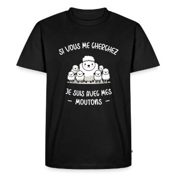 Mouton Berger Humour Cadeau Agriculteur Fermier - T-shirt Premium bio Homme - noir - Devant - Nico (187cm)