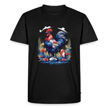 Maillot Rugby France Coq Homme Français 2023 - T-shirt Premium bio Homme - noir - Devant - Nico (187cm)